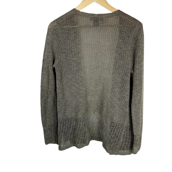 Tahari Open Cardigan linen blend crochet knit size M - Picture 4 of 9
